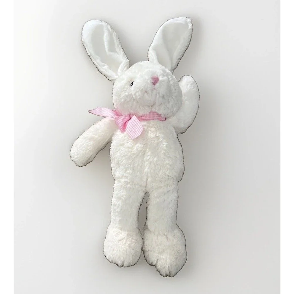 The Children’s Place 13” Plush Bunny Rabbit Ivory White Stuffed Animal Pink Bow